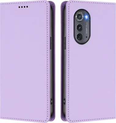 Obrázek produktu pro Kožené pouzdro pro Motorola Edge 2022, magnetické flipové pouzdro zPolyuretankůže se stojánkem Světle fialová