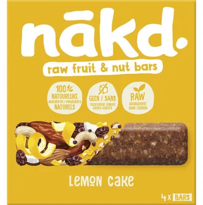 Produktbild von Nakd Lemon Cake Fruchtriegel mit Nüssen, 140g – glutenfrei, vegan, ohne Zucker