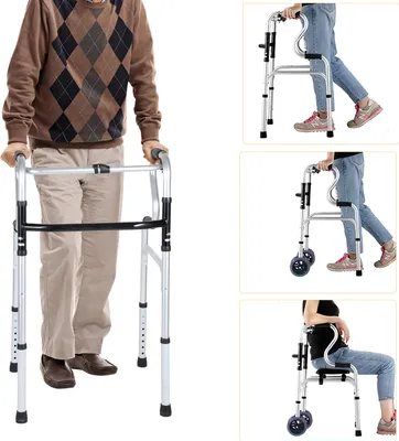 Produktbild von TolleTour Alu Rollator klappbar, Gehhilfe Laufhilfe Höhenverstellbar, mit Sitz, 4-Räder, bis 180kg belastbar, Leichtgewicht