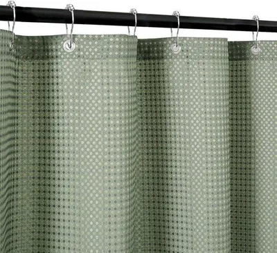 Obrázek produktu pro Uniqoos® Voděodolná sprchová závěsa, 180 x 200 cm – vzor vafle, polyester, zelená, včetně 12 kovových kroužků, vhodná do sprchy i vany