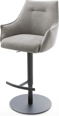 Immagine prodotto di Sgabello da bar DELIFE Alja-Flex Tessuto strutturato Soft Grey Base girevole regolabile in altezza Metallo nero Molle insacchettate