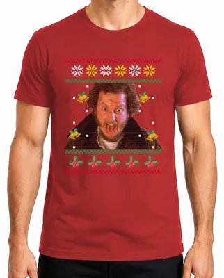 Produktbild von Marv Kevin Allein Zuhause Ugly Christmas Sweater Feuchte Banditen Herren T-Shirt, Rot, S