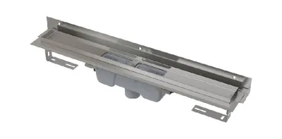 Produktbild von Alcadrain APZ1004 FlexibleDuschrinne mit Rand für den perforierten Rost und mit einstellbarem Kragen zur Wand, Abfluss senkrecht 1050 mm