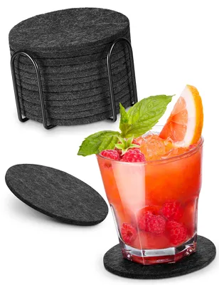 Produktbild von Famanu Filzuntersetzer hitzebeständig - Set von 12 mit Halter
