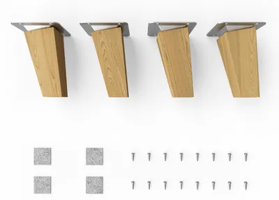 Produktbild von 4x sossai Holzfüße eckig - schräge Ausführung 10cm Eiche