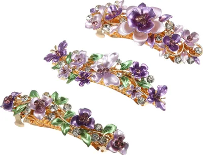 Produktbild von 3 Haarspangen, Accessoires für Damen, Haarclips, Glitzer, Strass-Haarnadeln, Lila
