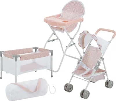 Produktbild von Olivia's Little World Puppenmöbel-Set Polka Dot Prinzessin - Komplettset in Rosa/Grau