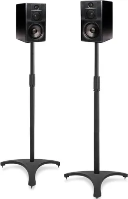 Immagine prodotto di Supporti per altoparlanti - Supporto per altoparlanti - Audio personalizzato - Altezza regolabile - Altezza massima 127 cm - Nero