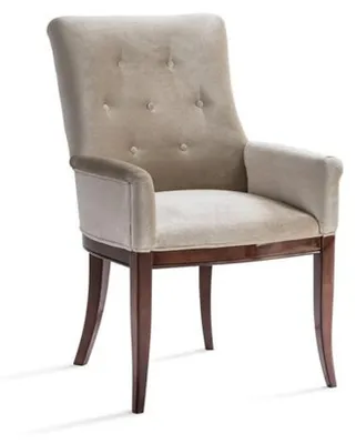 Produktbild von Eleganter Sessel mit Armlehnen und klassischer Knopfheftung in Beige