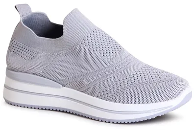 Produktbild von topschuhe24 2721 Damen Plateau Sneaker Light Slipper, Farbe:Grau, Größe:40 EU