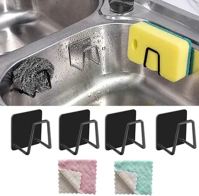 Produktbild von PolkaHome® 4er Set Selbstklebende Schwammhalter für Spüle, Edelstahl Küchenorganizer, Wandhalter für Küche und Bad, mit 2