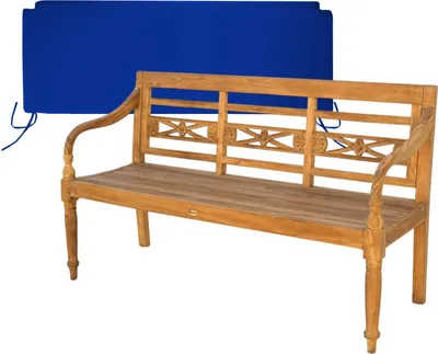 Produktbild von Gartenbank Aoste Teak Massivholz 150 cm Blau
