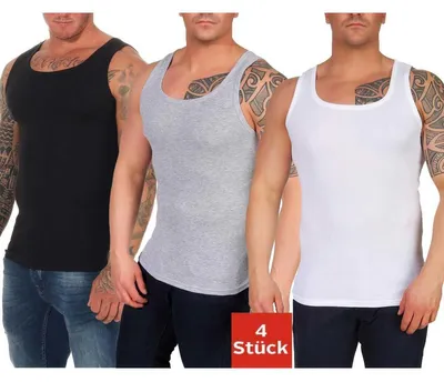 Produktbild von 4 Stück Unterhemd Feinripp 100% Baumwolle; Schwarz/M