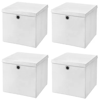 Image de Panier de rangement pliable avec couvercle, de couleur blanche