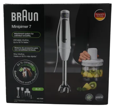 Produktbild von MultiQuick 7 Stabmixer MQ 7035I (weiß/edelstahl, 1.000 Watt, mit Zerkleinerer und Schneebesen)