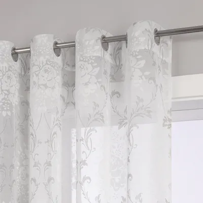 Produktbild von Joyswahl Vorhang Modern Gardinen mit Ösen Ausbrenner Voile Vorhänge Transparent Schlafzimmer Wohnzimmer, Grau HxB 145x140cm, 1 Stück