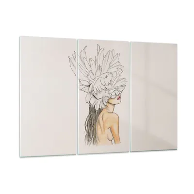 Produktbild von Bilder auf glas - 3 Teile - Mode Frau Zeichnung - 165x110cm - Glasbilder - Wandbilder - Bilder - zum Aufhängen bereit - Wanddekoration aus Glas - Glas Bilder - Wandbild auf Glas - GCE165x110-4873