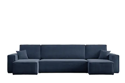Produktbild von VENASI Wohnlandschaft mit Schlaffunktion Hugo U, Blau Cordstoff