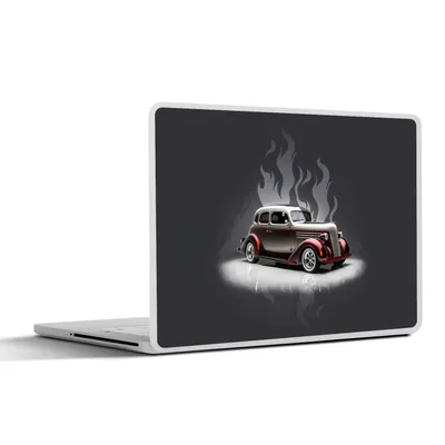 Produktbild von MuchoWow® Laptop Aufkleber Sticker Cover Auto - Weiß - Flammen - Vintage 36.5x27.5 cm - Laptop-Sticker