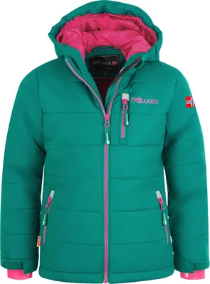 Obrázok produktu pre Detská zimná bunda Trollkids Hemsedal Snow Jacket XT, farba smaragd/rubínová (513-312)