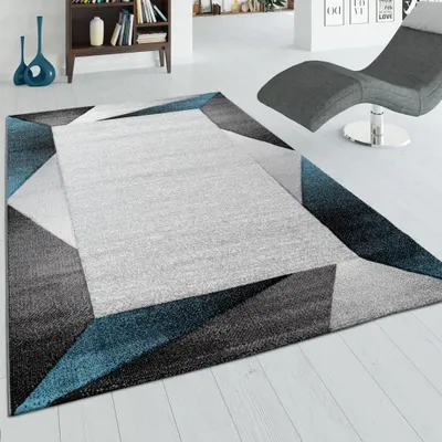 Produktbild von Paco Home Teppich Wohnzimmer moderner Kurzflor m. Bordüre u. Geometrischem 3D Muster 60x110 cm