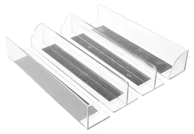 Produktbild von Acryl-Regalteiler 4 Stück für Supermarktregale mit T-förmigen Warentrennern zur Warenorganisation