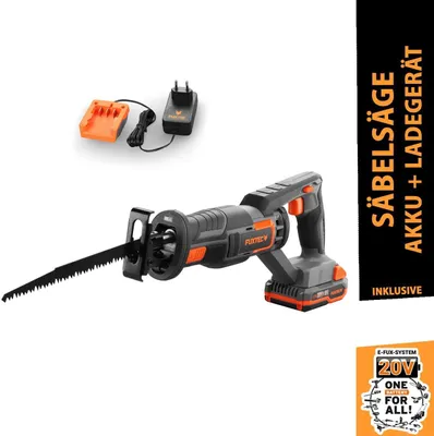 Produktbild von FUXTEC 20V Akku Säbelsäge FX-E1SS20 SET mit 1 x Akku 2Ah, 1 x Ladegerät 1A