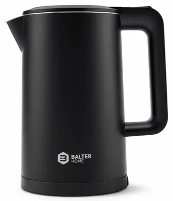 Wasserkocher 1,7 L, doppelwandig, Edelstahl, BPA-frei, LED, schwarz