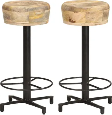 Image de Tabourets de bar lot de 2 66 cm bois de manguier massif