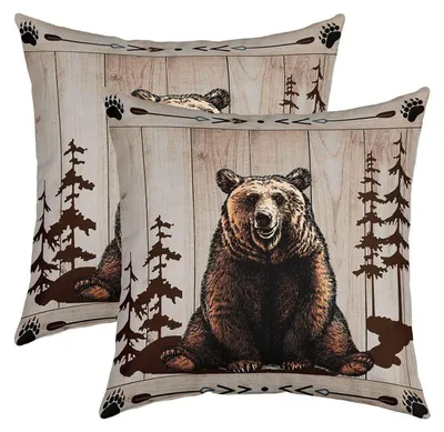 Immagine prodotto di Set di 2 federe per cuscini a forma di orso, 40x40 cm, quadrati, multicolore, in poliestere