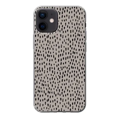 Produktbild von MuchoWow® Handyhülle Schutzhülle Hülle für iPhone 12 Polka dots - Braun - Schwarz Silikon Softcase Handy Hülle - Schutzhülle