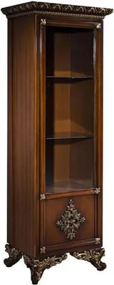 Produktbild von Casa Padrino Luxus Barock Vitrine Braun / Gold - Handgefertigter Massivholz Vitrinenschrank - Barock Wohnzimmer Möbel