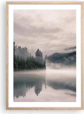 Produktbild von Gerahmtes Poster - Rahmen in heller Eiche - Reflexion Nebel Landschaft - 50x70 cm - Wand Bild - Wanddeko - Wandbilder - Kunstposter - Wandposter - Bilderrahmen - Bilder - Kunstdruck - P2NPA50x70-4482