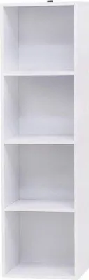 Zdjęcie produktu dla Regał 4 przegrody - Szafka do przechowywania - Biały - 30x24x106 cm