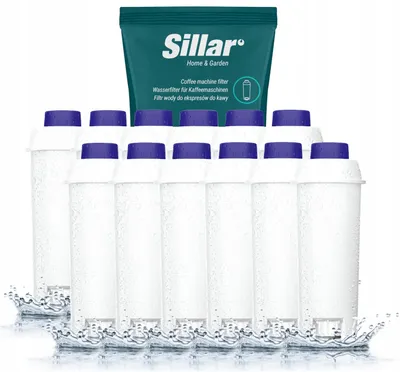 Obrázek produktu pro Vodní filtr Sillar 12 pack pro kávovary Delonghi DLSC002, SER3017 & 5513292811 - kompatibilní s řadami ECAM, ESAM, ETAM |