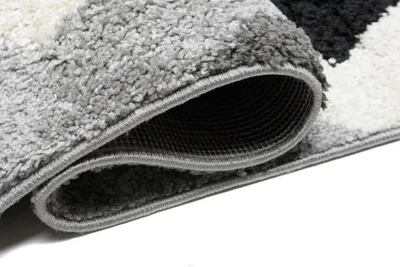 Immagine prodotto di Tappeto soggiorno camera da letto shaggy a pelo lungo nero grigio ÖKOTEX 60 x 100 cm