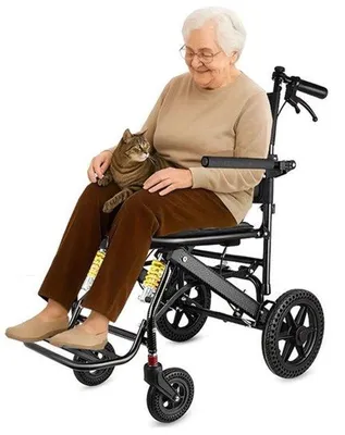 Imagen del producto de Silla de ruedas ligera – Silla de ruedas plegable – Silla de rehabilitación – Silla de movilidad – Silla de transporte – Ruedas traseras grandes de 30,48 cm – Sistema de frenado avanzado – Seguridad