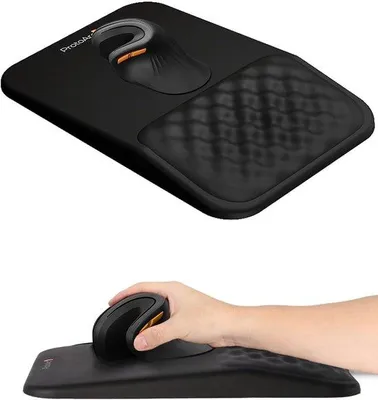 Produktbild von Ergonomisches Tastenpad mit Handgelenkstütze - Kunstleder, Memory-Schaum, rutschfest - wasserdicht - Massagedesign für Computerarbeitsplatz - Schwarz