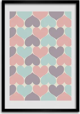 Produktbild von Bild - Bilderrahmen - Foto - 70 cm x 100 cm - MDF - Rahmen - Wandkunst - Bunte Herzen