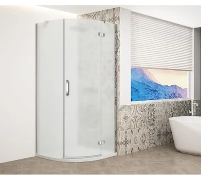 Produktbild von TRINITY CHROME Duschabtrennung Viertelkreis 900x900mm, Mattglas, rechts