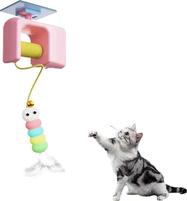Produktbild von MODFU Katzenspielzeuge, Elektrisches Türhänger Katzen-Spielzeug, Interaktiver Plüsch-Kater mit Bewegungs- & Soundfunktion, Lustiges Haustier Spielzeug, Rosa