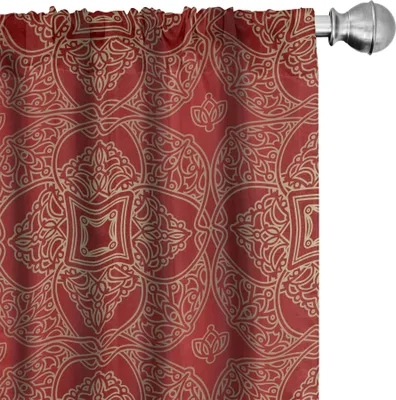 Immagine prodotto di ABAKUHAUS Tende orientali, tende, motivi floreali ripetuti, 2 pezzi 75 x 225 cm, vermiglio cammello e marrone chiaro