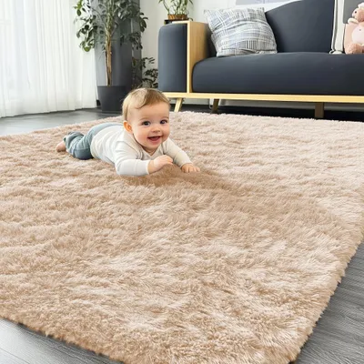 Obrázek produktu pro Fluffy vysoký koberec - Protiskluzový běhoun pro chodbu a obývací pokoj, 80 x 150 cm, béžový