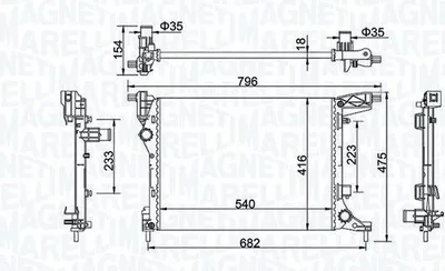 Produktbild von MAGNETI MARELLI 350213203300 Kühler Wasserkühler Motorkühler für FIAT 500L (351, 352)