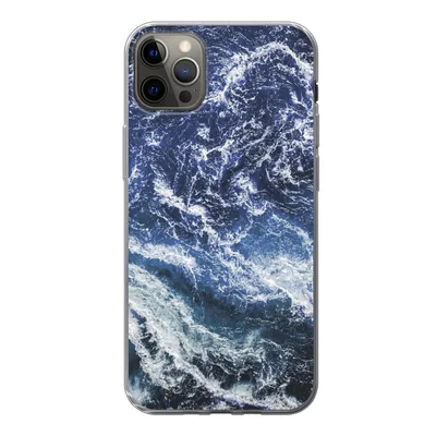 Produktbild von MuchoWow® Handyhülle Schutzhülle Hülle für iPhone 13 Pro Max Naturstein - Blau - Weiß Silikon Softcase Handy Hülle - Mobiltelefon