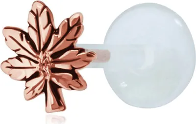 Produktbild von Ohrring Tragus Ohrpiercing 925 Sterling Silber mit Hanfblatt Material - Silber rosévergoldet Stablänge - 6 mm
