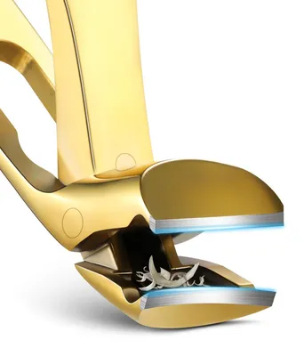 Produktbild von Nagelknipser groß gebogener Kopf für dicke Nägel mit Nagelfänger Edelstahl Gold