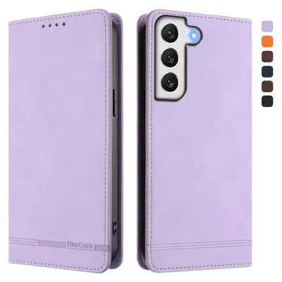 Image de Etui pour Samsung Galaxy S22+ 5G, étui rétro en cuirPolyuréthaneavec support et fentes pour cartes de crédit Violet