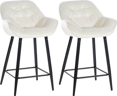Produktbild von CLP 2er Set Barhocker Gibson Tresenstuhl gepolstert mit Fußstütze creme Material Samt