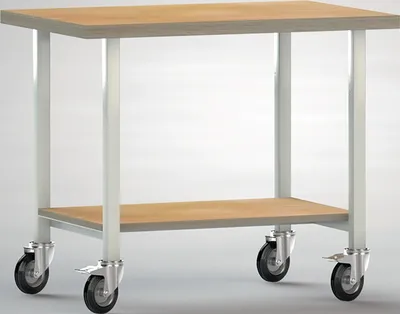 Image de Établi L1000xP700xH840mm hêtre multiplex gris clair 1 étagère KLW-LUTZ BETR.